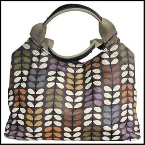 Orla Kiely Classic Multi Stem Print Floral Waxed Cotton Canvas Shoulder Bag Brow